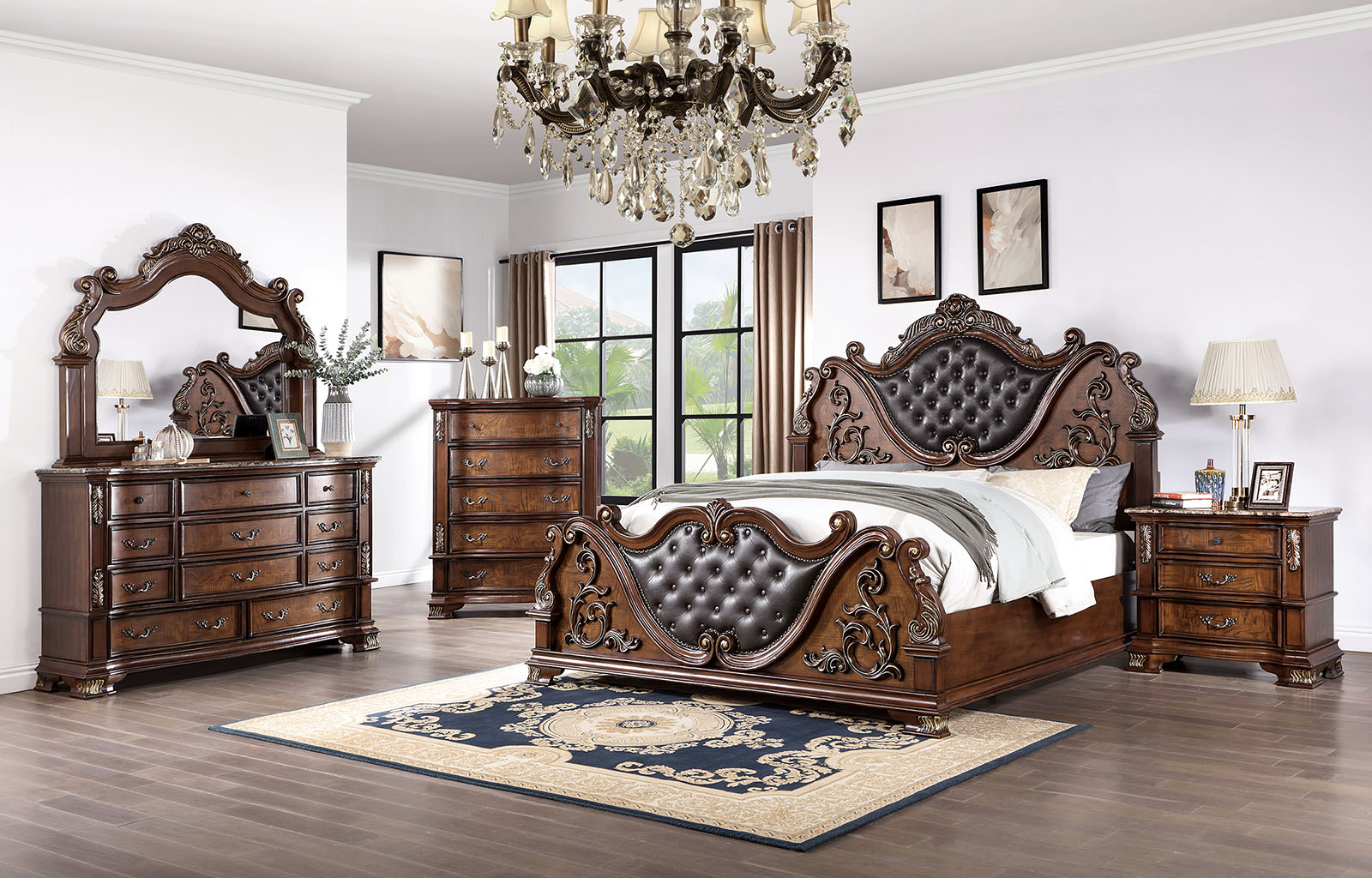Esparanza Brown Cherry Qn. 5Pc W/Chest [CM7478CH-Q-5PC-CHEST