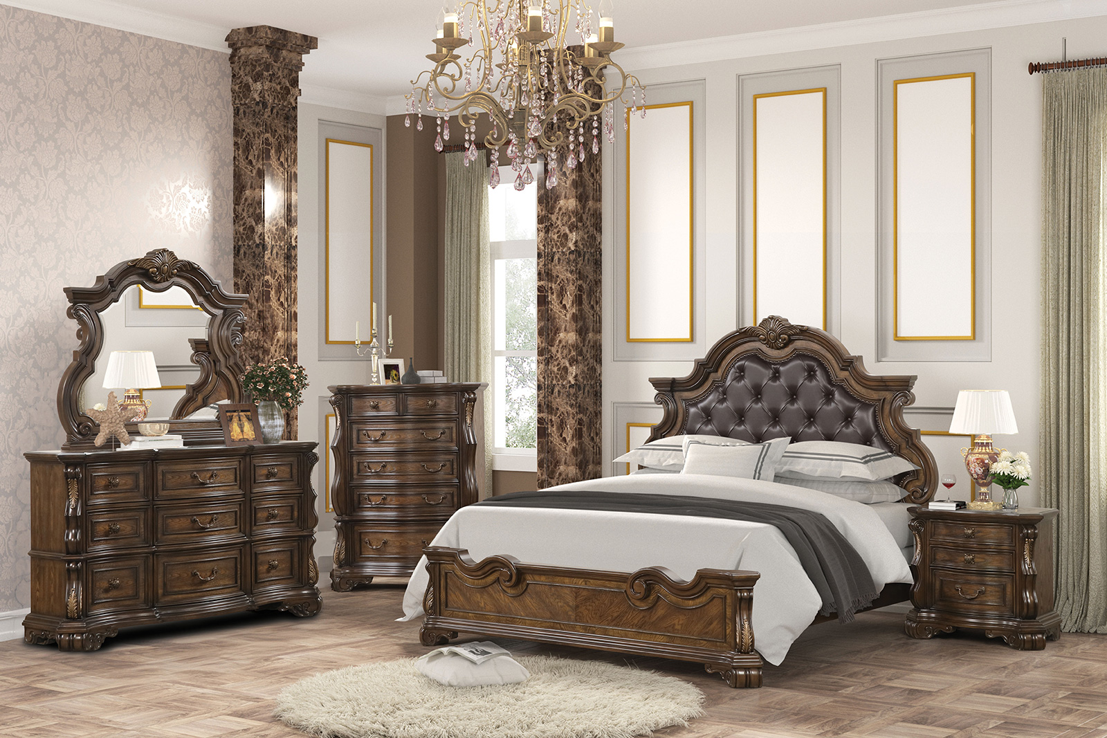 (image for) Leovanni Dark Brown Qn. F W/4Pc