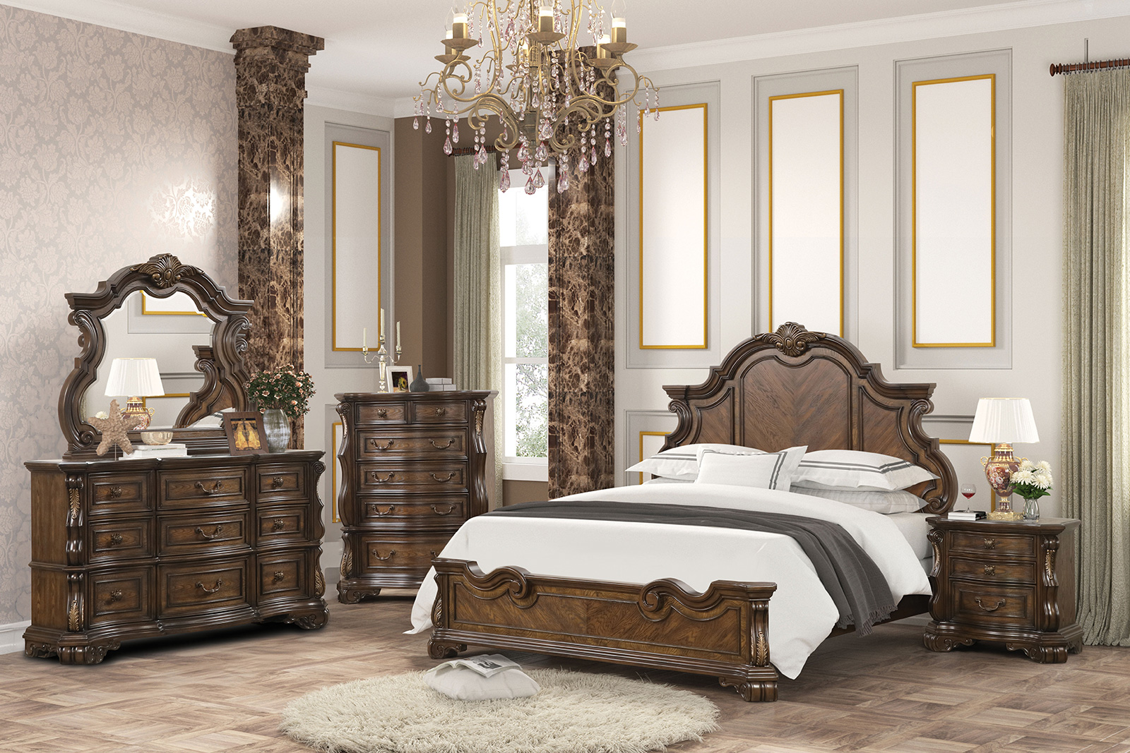 (image for) Leovanni Dark Brown Qn. W W/4Pc