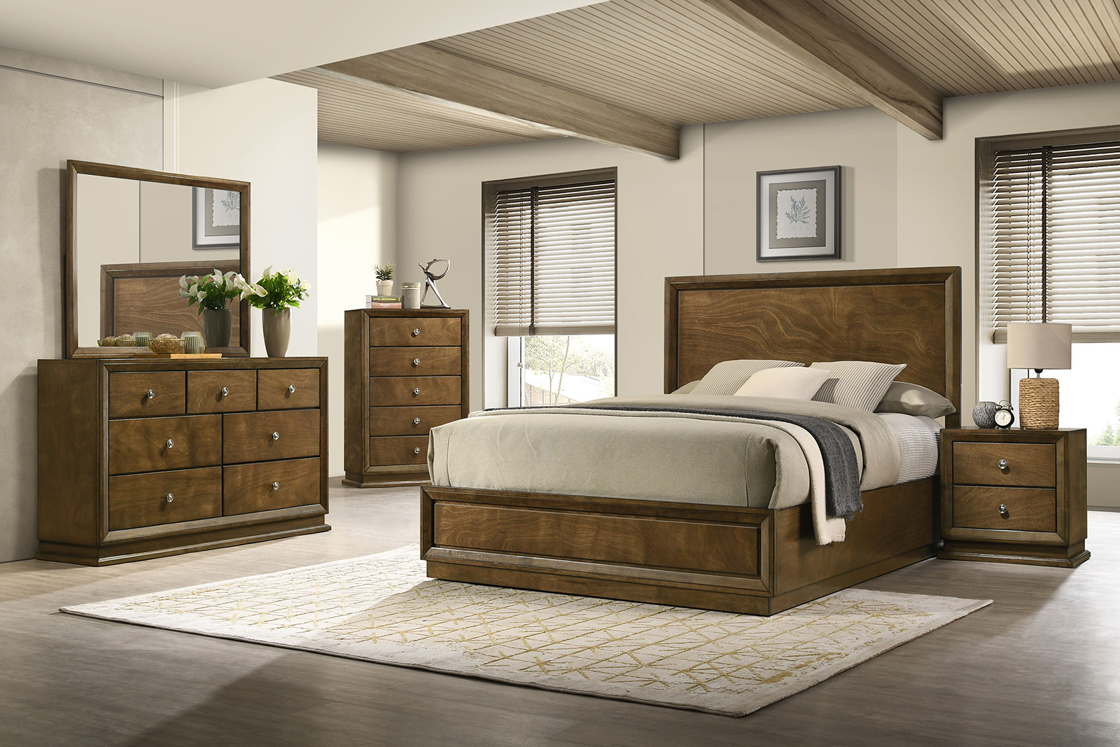 (image for) Kirkham Walnut Qn. 5Pc W/2Ns