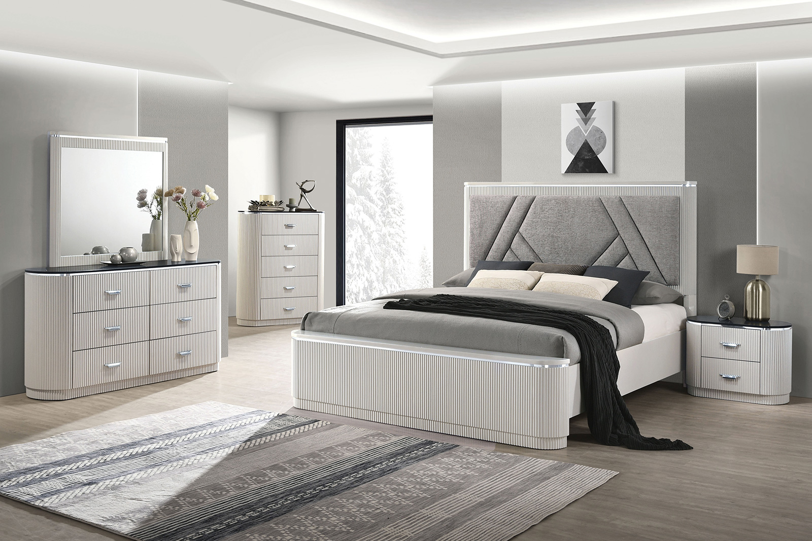 (image for) Aldgate Grey Qn. 5Pc W/Chest