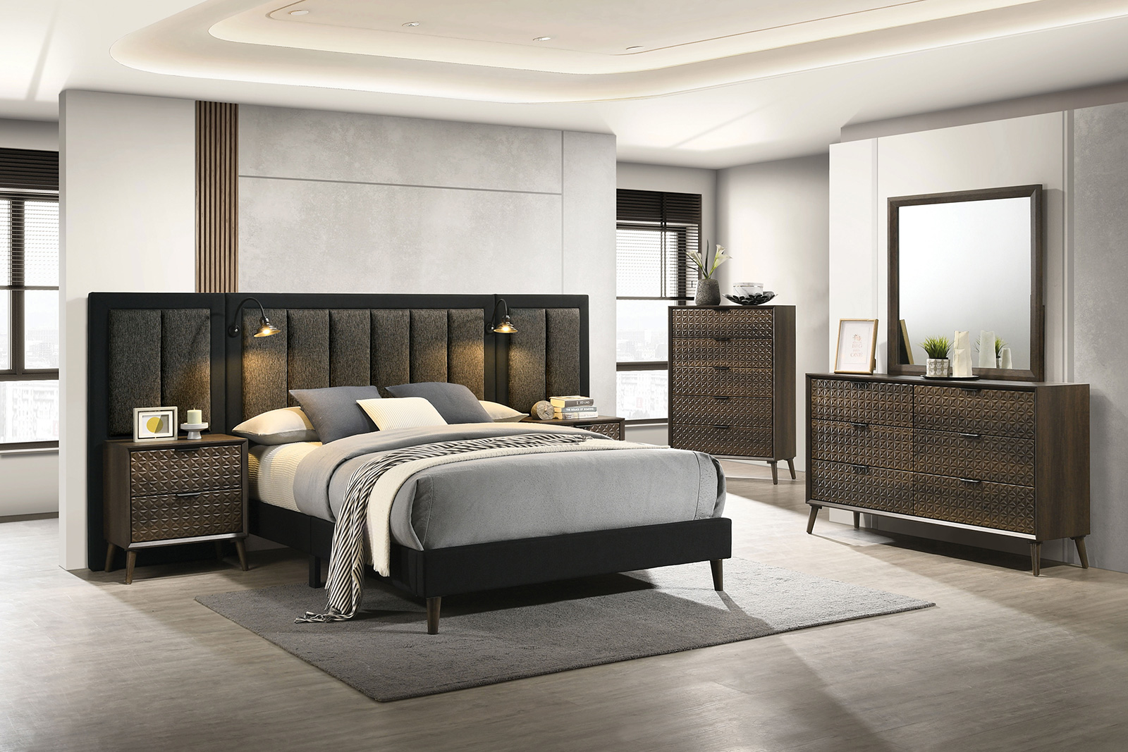 (image for) Chalfont Dark Brown Qn. 5Pc W/2Ns