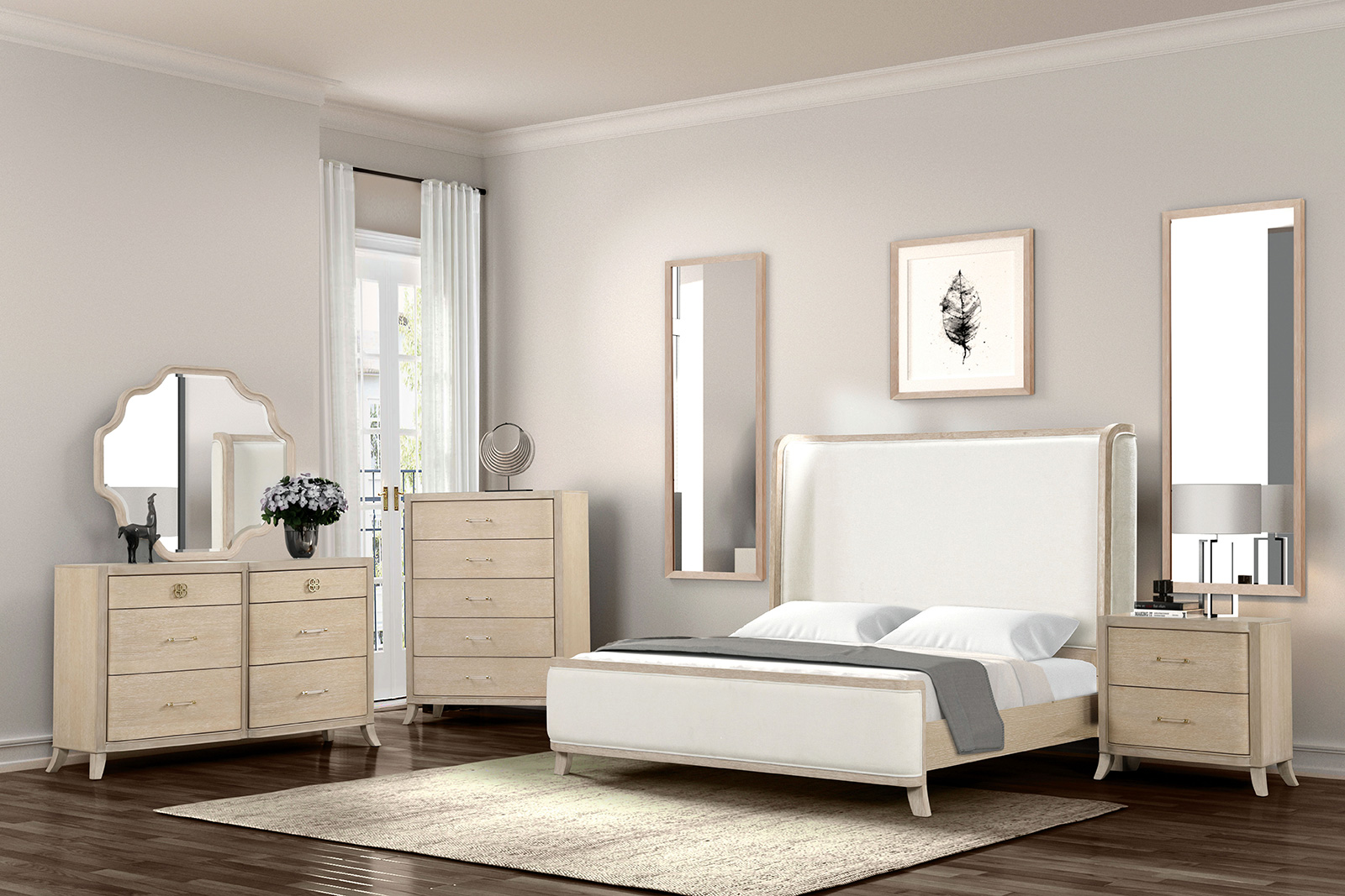 Candra Weathered Oak Qn. 4Pc (image for) Candra Weathered Oak Qn. 4Pc