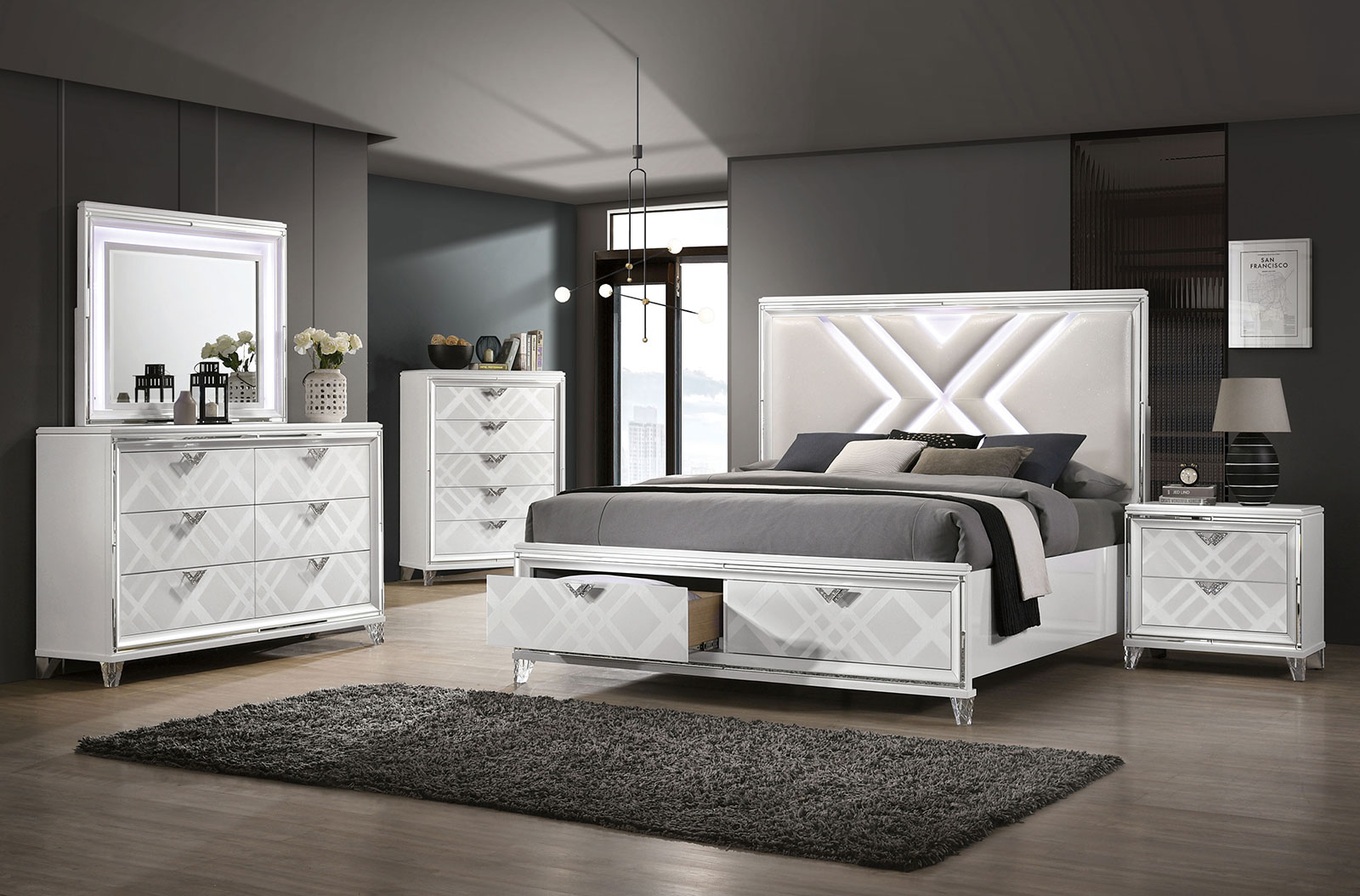 Emmeline White Qn. 4Pc (image for) Emmeline White Qn. 4Pc