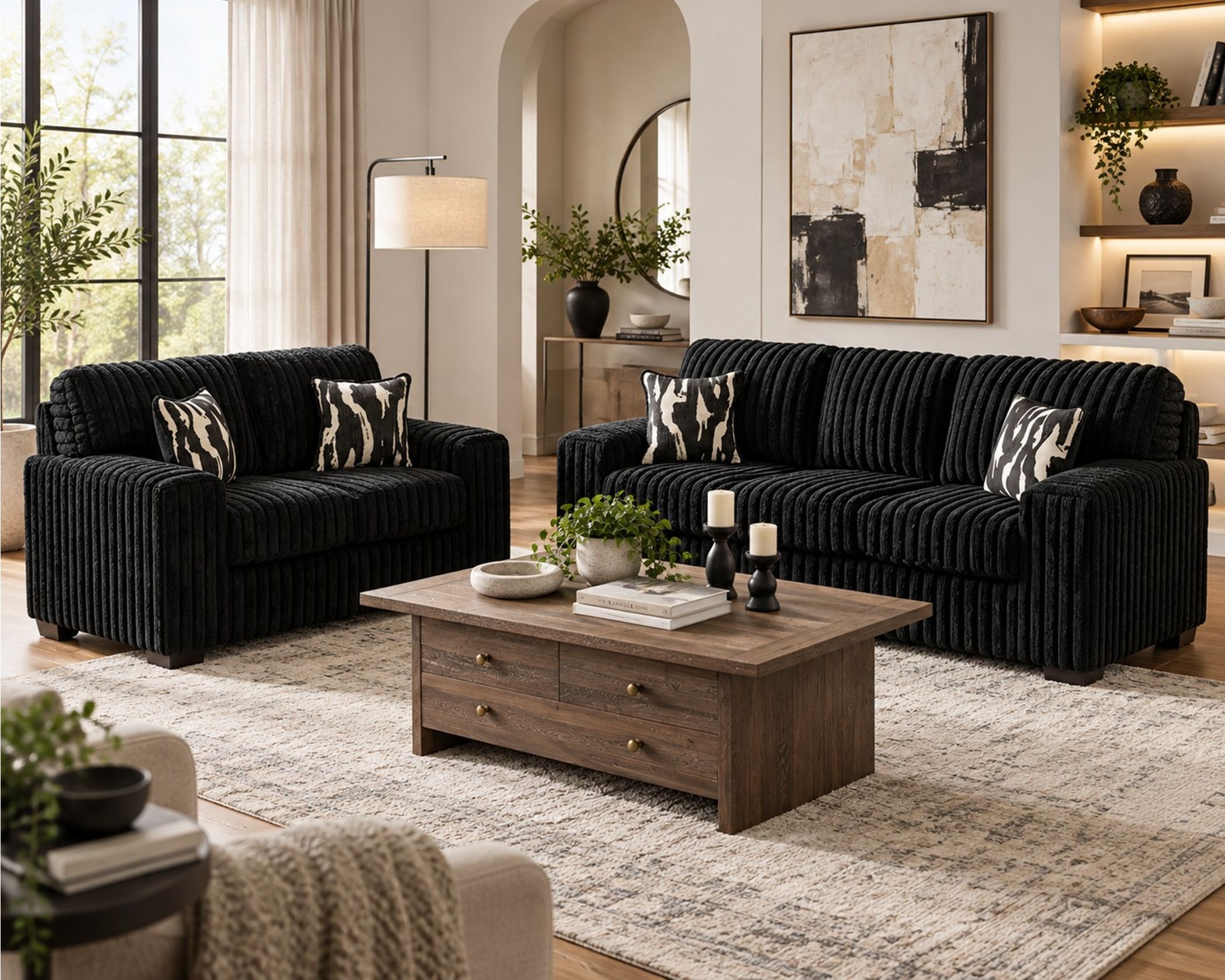 (image for) Alison Black Sofa and Loveseat