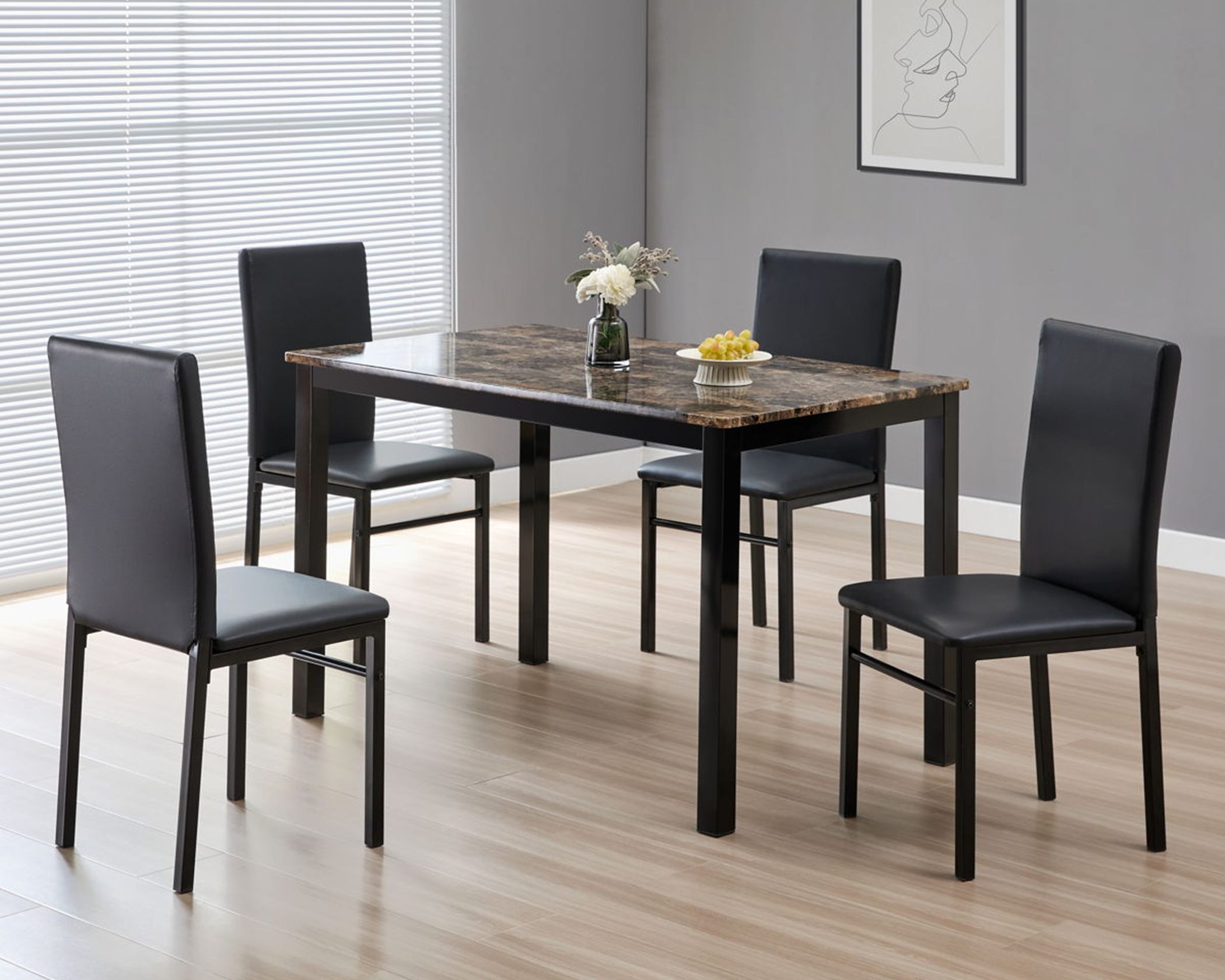 (image for) Cararra 5 Piece Dining Set – Brown