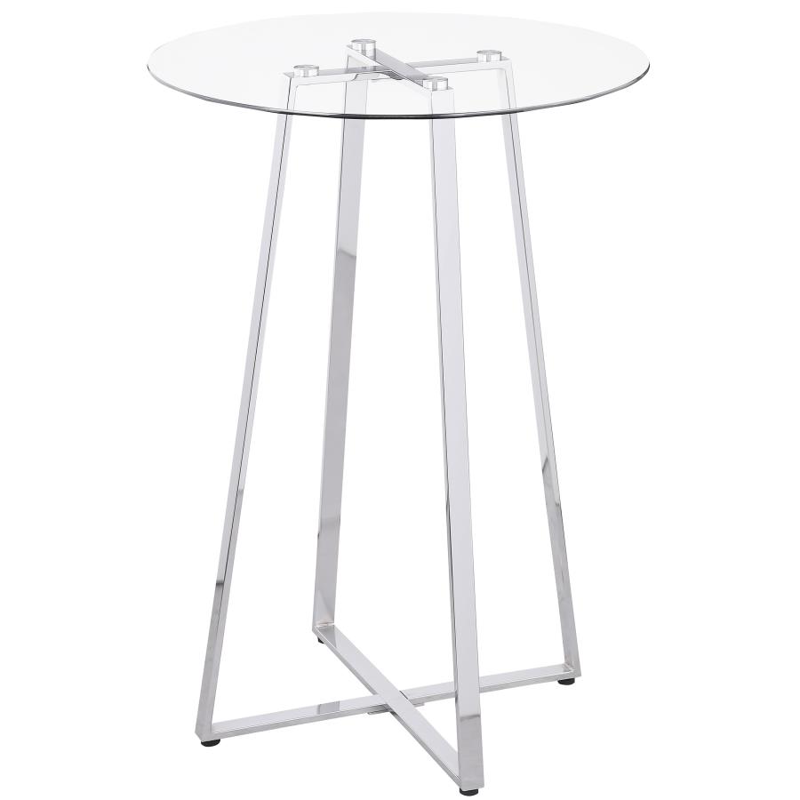 Zanella Round 30-inch Glass Top Bistro Bar Table Chrome