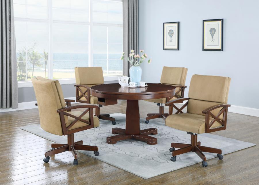 Marietta 5-piece 3-in-1 Dining and Game Table Set Tobacco (image for) Marietta 5-piece 3-in-1 Dining and Game Table Set Tobacco