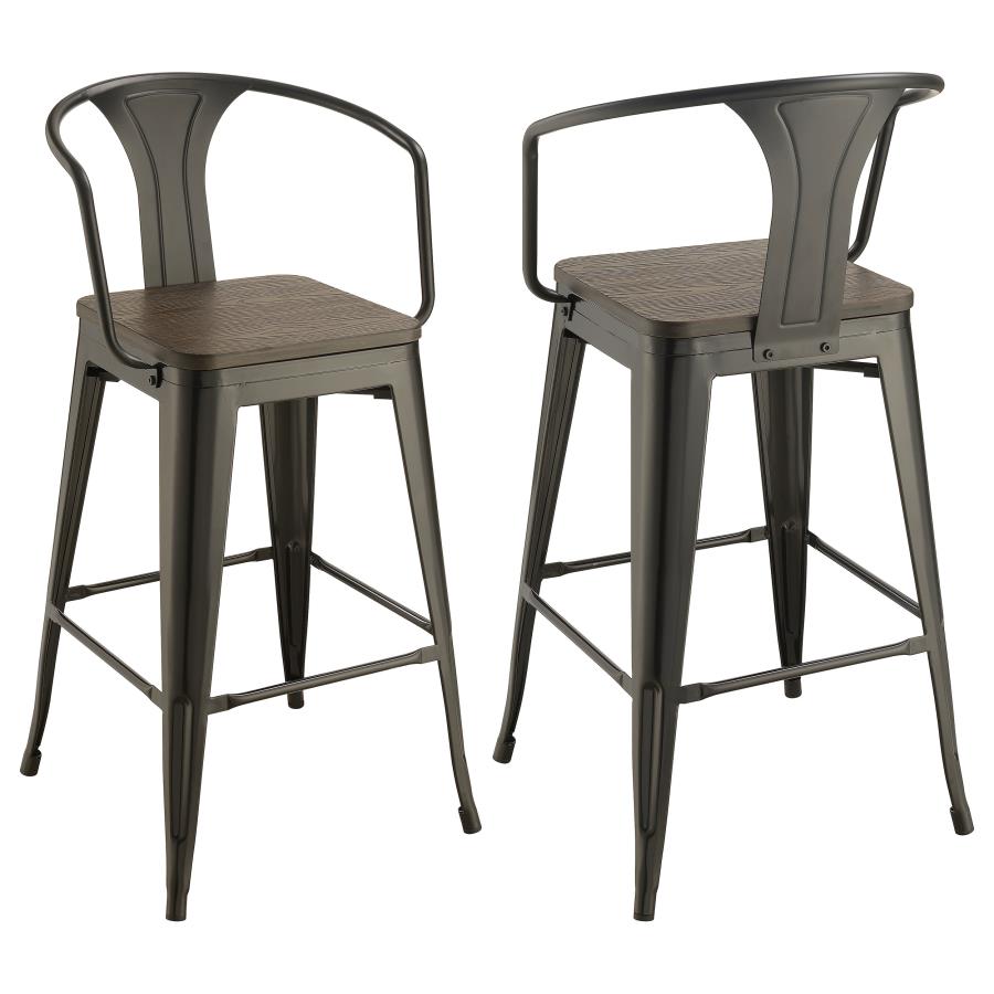 Cavalier Metal Bar Chair Dark Elm and Matte Black (Set of 2) (image for) Cavalier Metal Bar Chair Dark Elm and Matte Black (Set of 2)