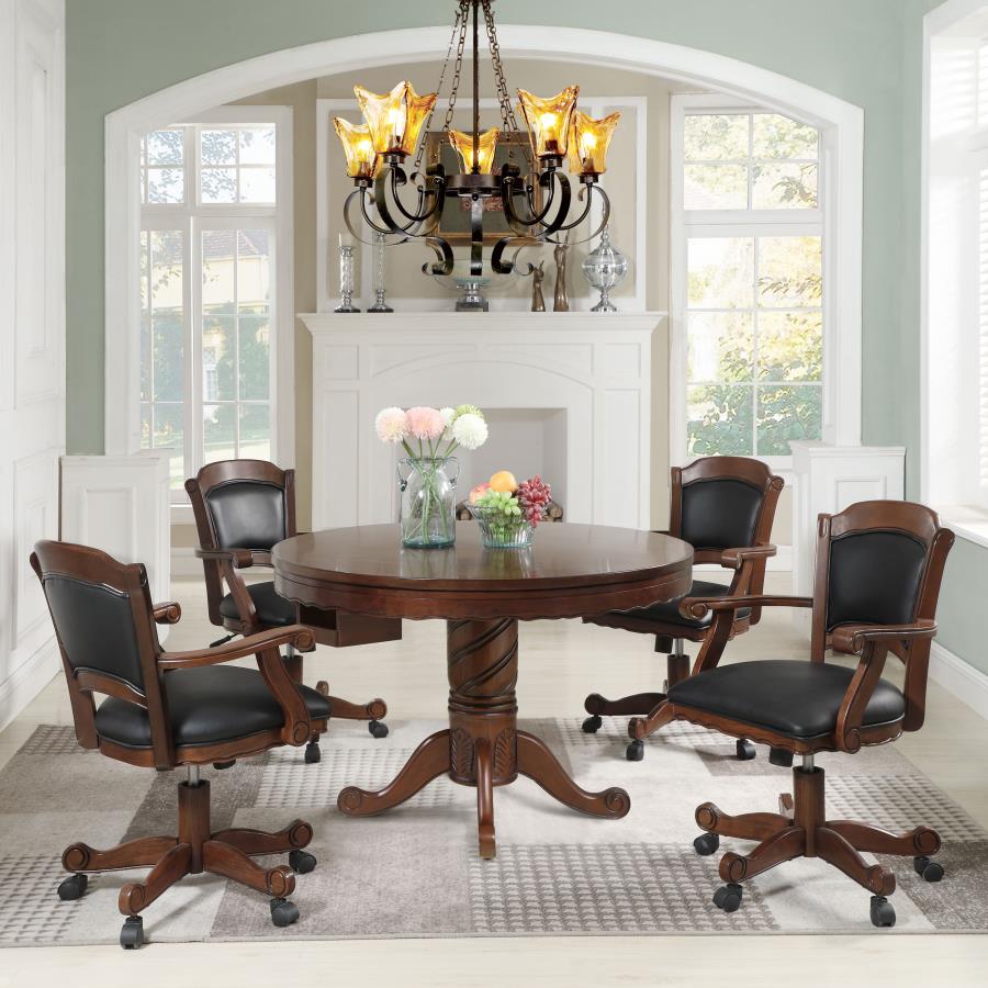 Turk 5-piece 3-in-1 Dining and Game Table Set Tobacco (image for) Turk 5-piece 3-in-1 Dining and Game Table Set Tobacco