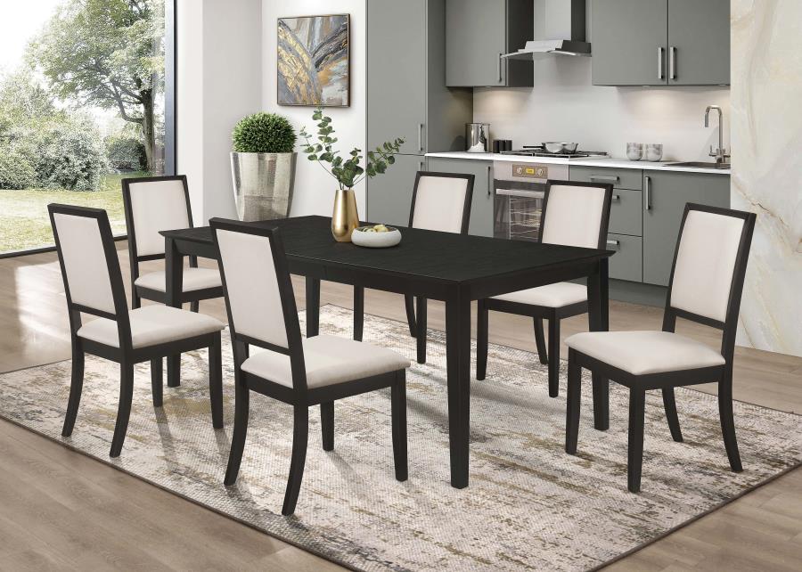 Modal Additional Images for Louise Rectangular 78-inch Extension Leaf Dining Table Black