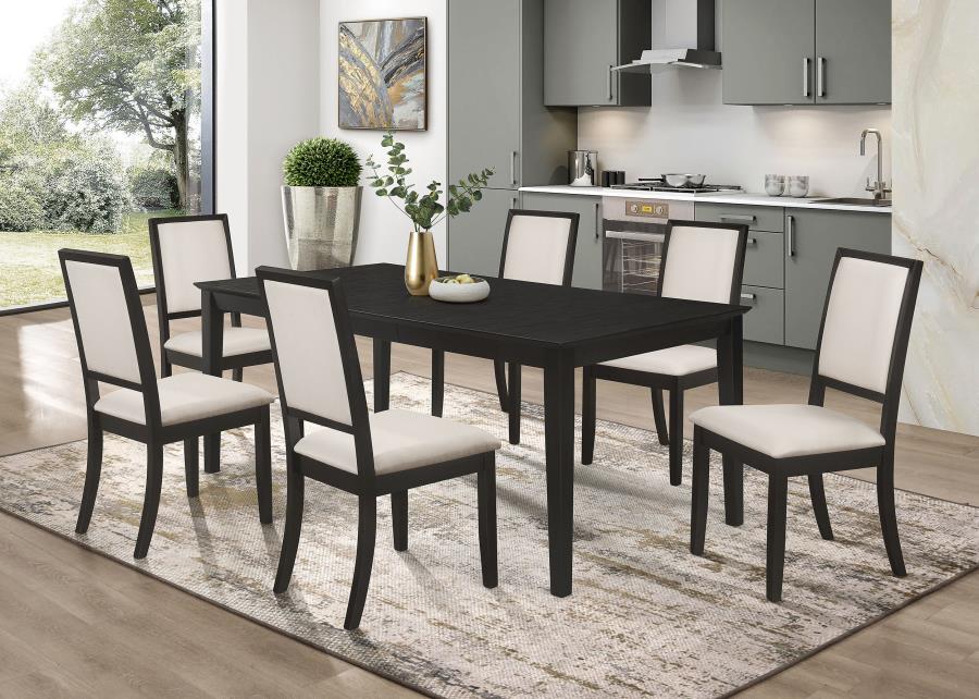 Modal Additional Images for Louise Upholstered Wood Dining Side Chair Black (Set of 2)