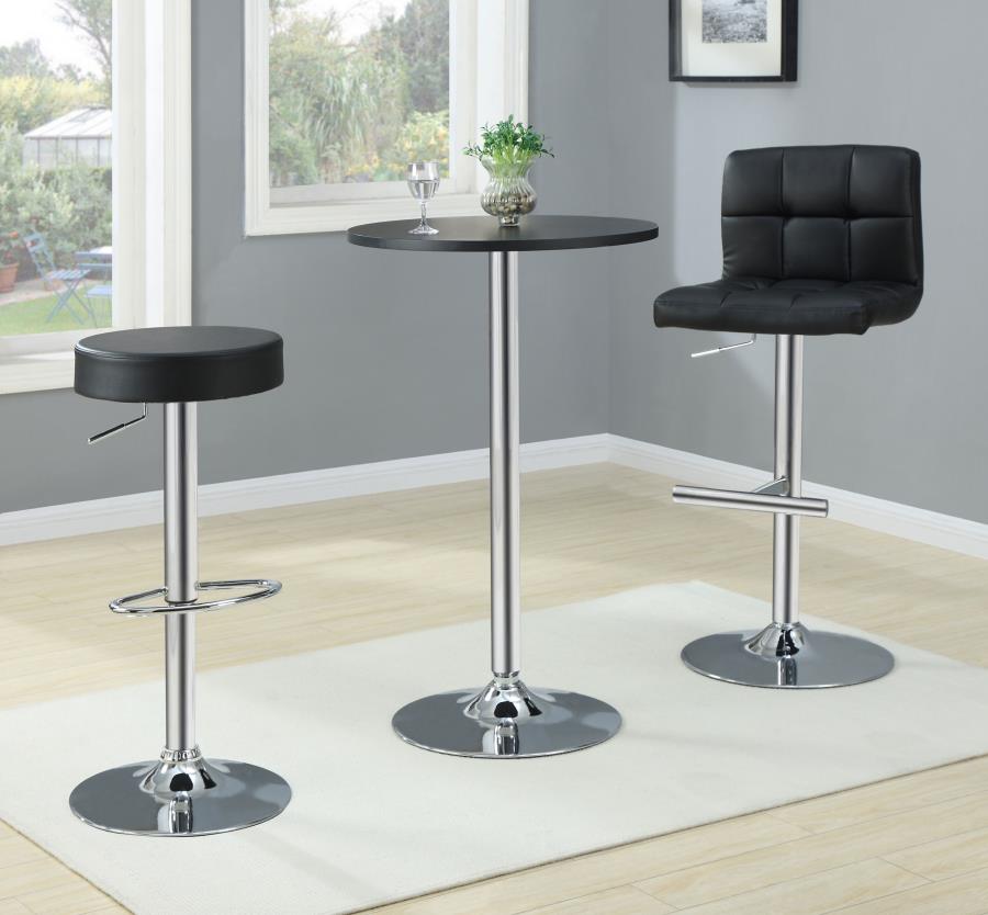 Modal Additional Images for Lenny Upholstered Adjustable Bar Stool Black (Set of 2)