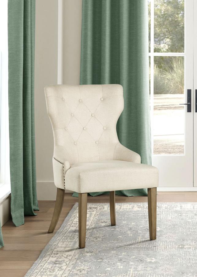 Baney Fabric Upholstered Dining Side Chair Beige and Rustic Grey