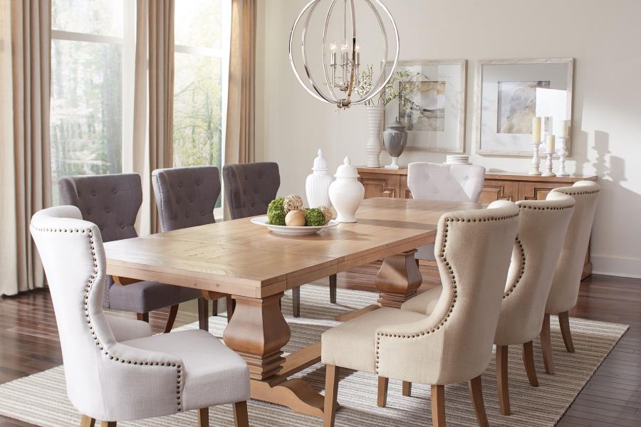 Modal Additional Images for Baney Fabric Upholstered Dining Side Chair Beige and Rustic Grey