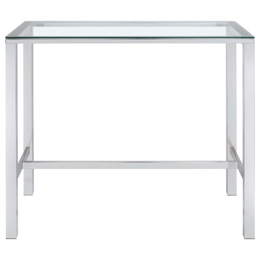 Tolbert Rectangular 47-inch Glass Top Pub Bar Table Chrome