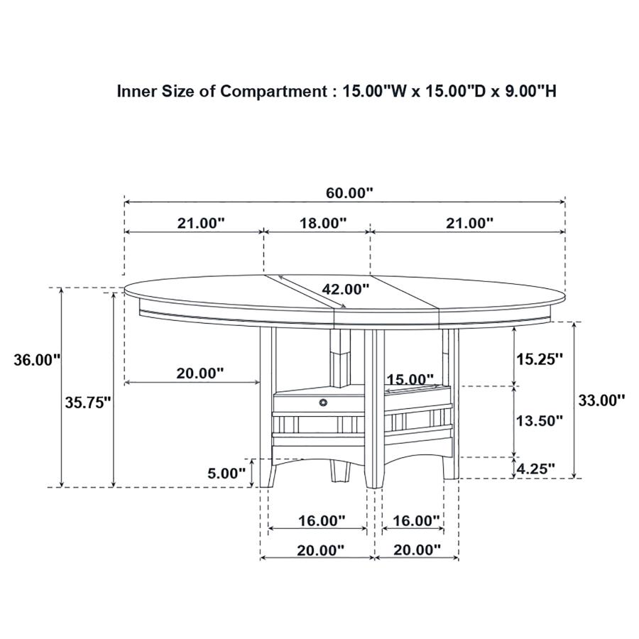 Lavon Oval 60-inch Counter Height Extension Dining Table Chestnut