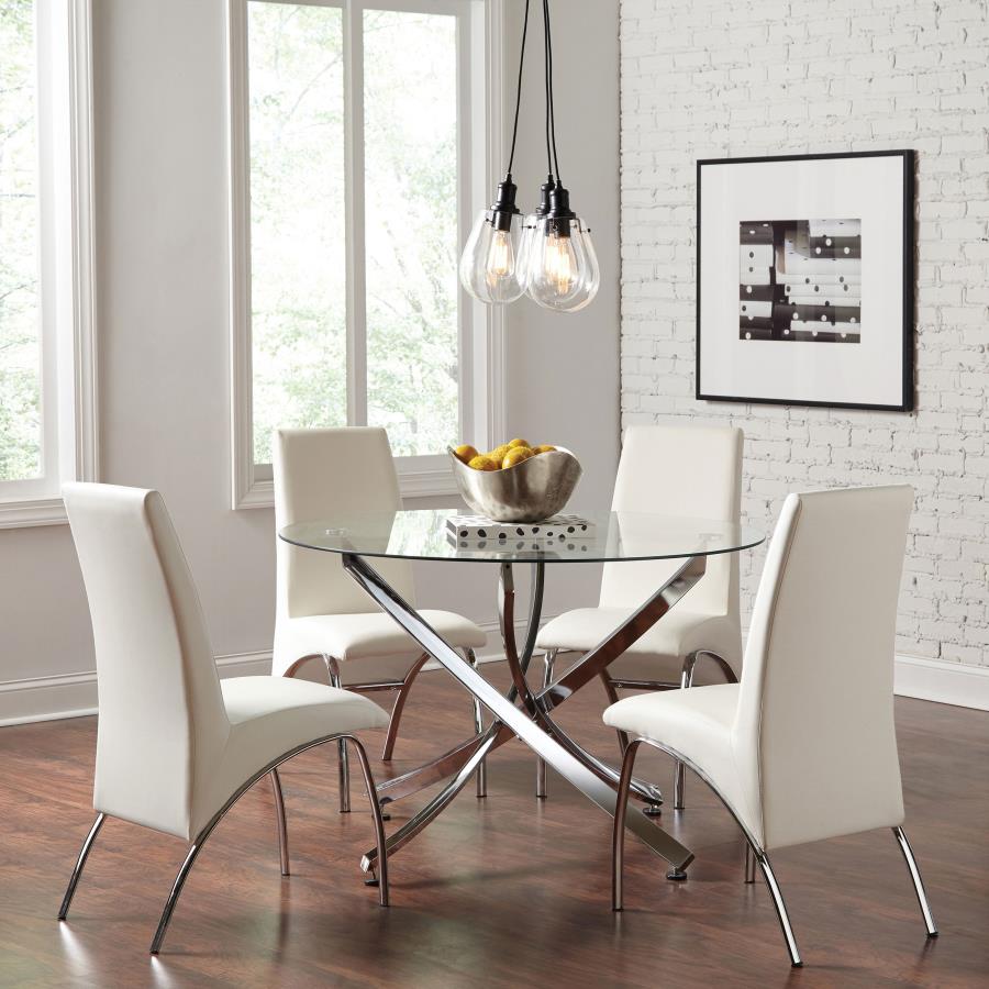 Modal Additional Images for Beckham Round 46-inch Glass Top Dining Table Chrome