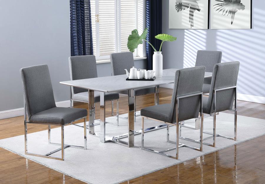 Modal Additional Images for Mackinnon Upholstered Dining Side Chair Grey (Set of 2)