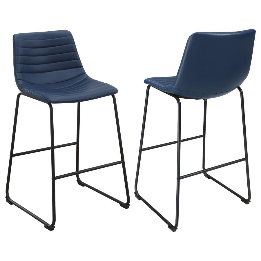 Zuni Faux Leather Upholstered Counter Chair Blue (Set of 2) (image for) Zuni Faux Leather Upholstered Counter Chair Blue (Set of 2)