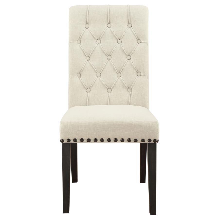 Alana Upholstered Dining Side Chair Beige Smokey Black (Set of 2)