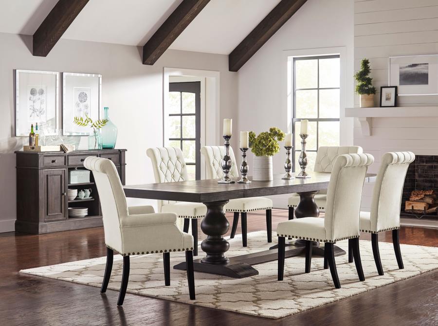 Modal Additional Images for Alana Upholstered Dining Side Chair Beige Smokey Black (Set of 2)