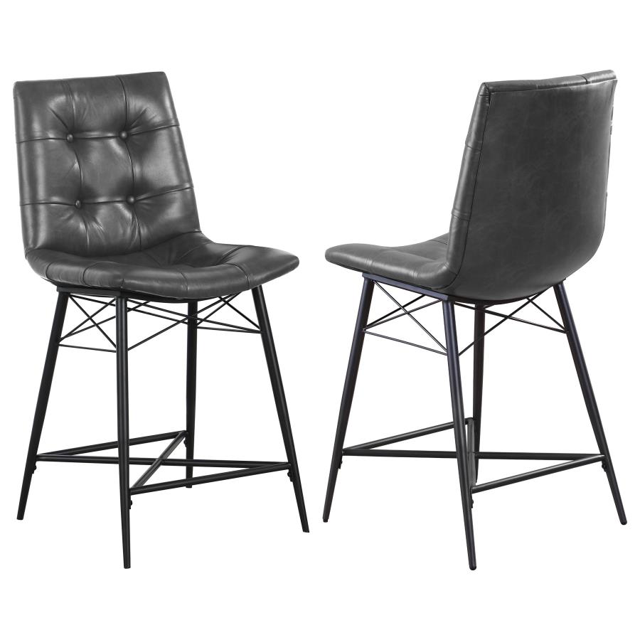 Aiken Upholstered Tufted Counter Chair Charcoal (Set of 2) (image for) Aiken Upholstered Tufted Counter Chair Charcoal (Set of 2)