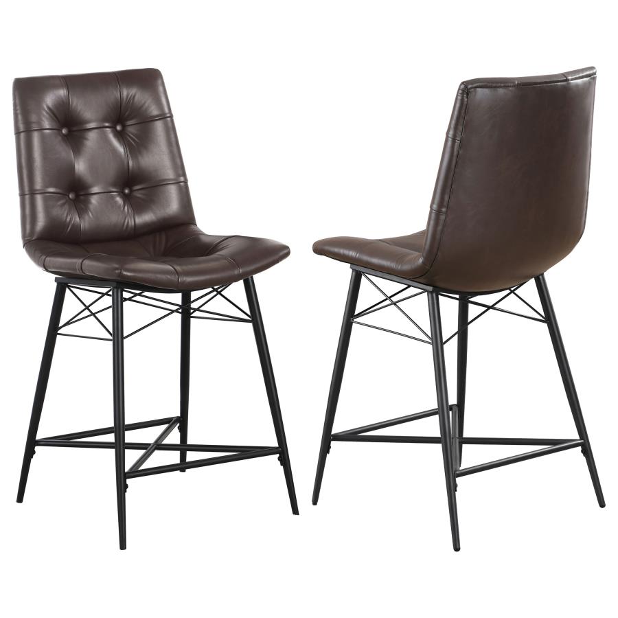 Aiken Upholstered Tufted Counter Chair Brown (Set of 2) (image for) Aiken Upholstered Tufted Counter Chair Brown (Set of 2)