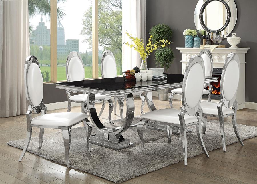 Modal Additional Images for Antoine Rectangular 95-inch Glass Top Dining Table Black
