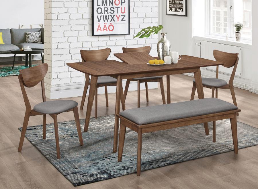 Modal Additional Images for Alfredo Upholstered Dining Bench Grey and Natural Walnut