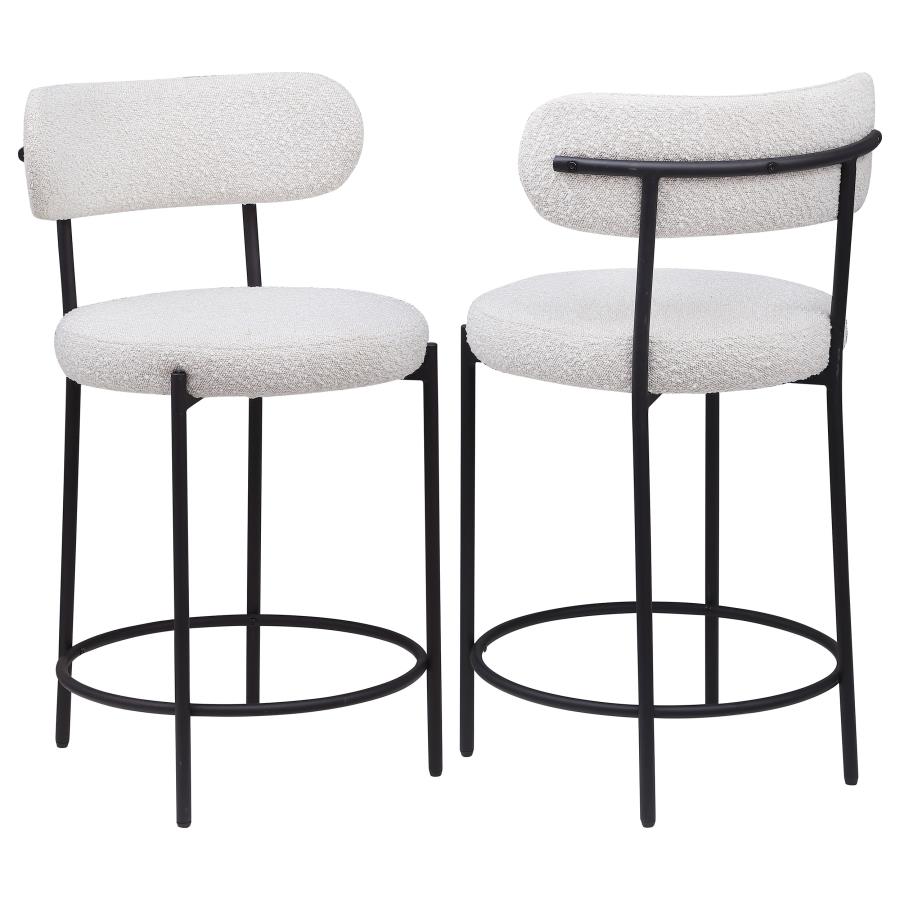 Viola Boucle Upholstered Counter Chair Cream (Set of 2) (image for) Viola Boucle Upholstered Counter Chair Cream (Set of 2)
