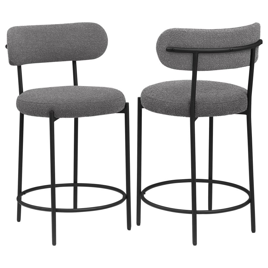 Viola Boucle Upholstered Counter Chair Grey (Set of 2) (image for) Viola Boucle Upholstered Counter Chair Grey (Set of 2)