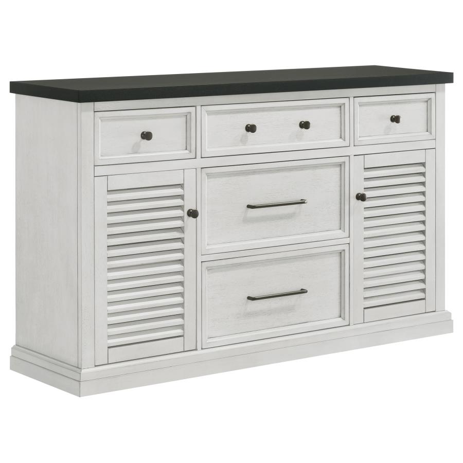 Aventine 5-drawer Sideboard Buffet Cabinet Vintage White (image for) Aventine 5-drawer Sideboard Buffet Cabinet Vintage White