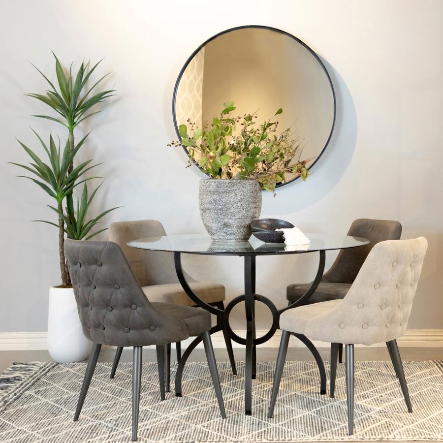 Modal Additional Images for Aviano Round 48-inch Glass Top Metal Dining Table Gunmetal