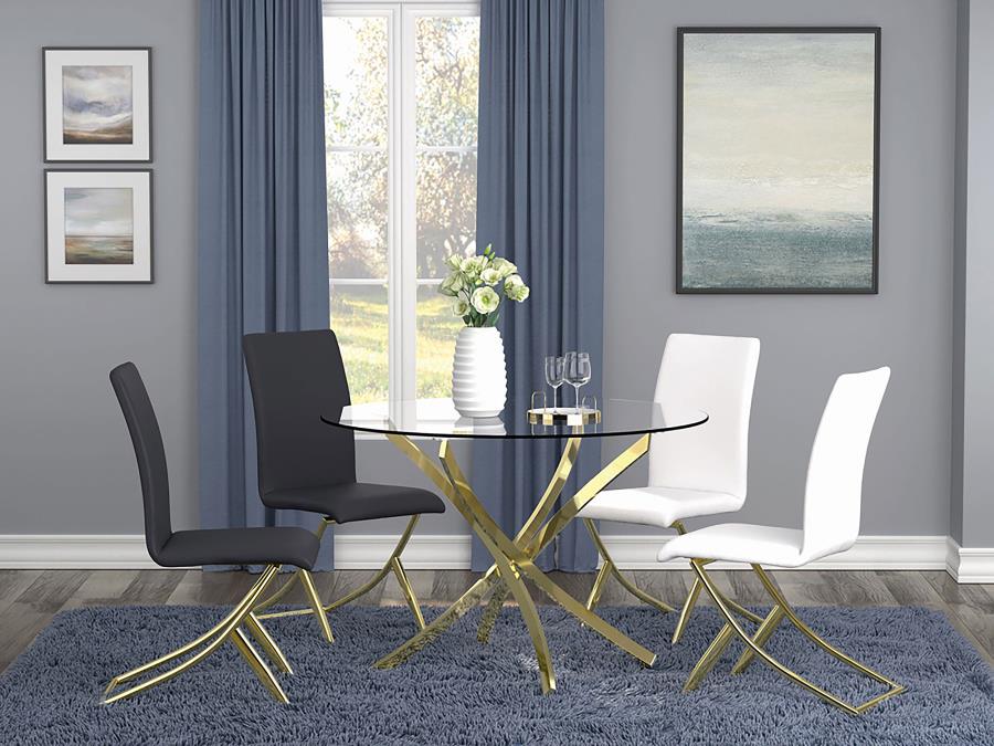 Modal Additional Images for Beckham Round 46-inch Glass Top Dining Table Brass