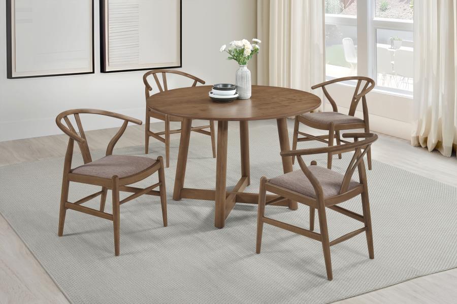 Modal Additional Images for Dinah Round 47-inch Solid Wood Dining Table Walnut