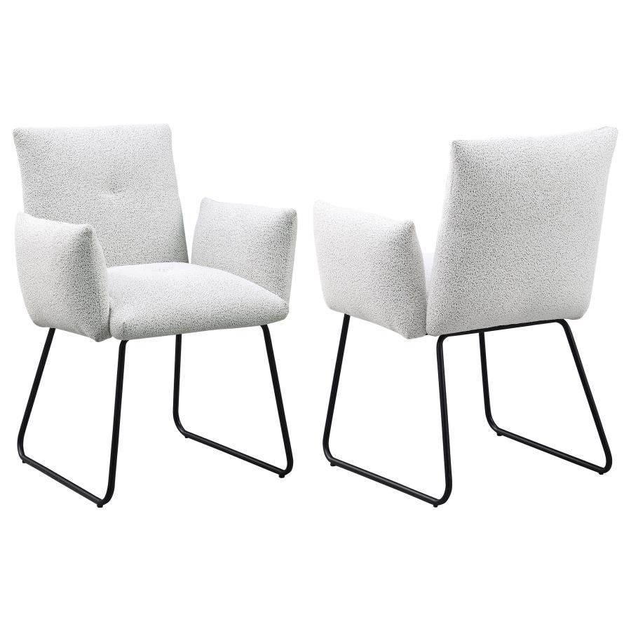 (image for) Ackland Upholstered Dining Arm Chair Light Grey (Set of 2)