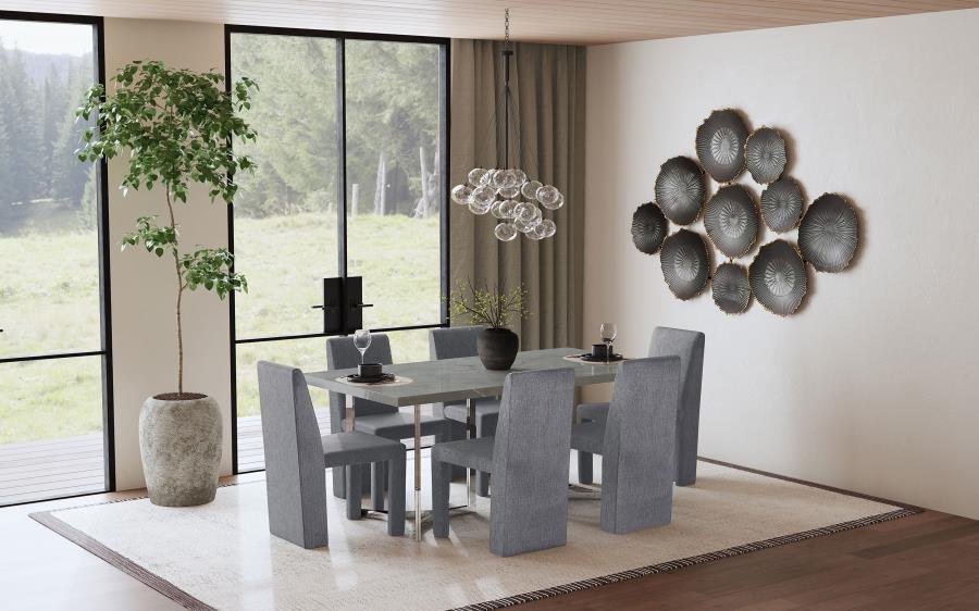 Modal Additional Images for Tordera Velvet Upholstered Dining Side Chair Grey (Set of 2)