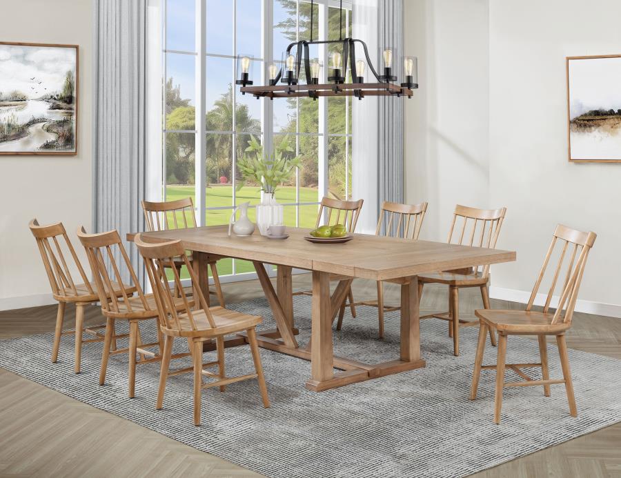 (image for) Middleton 9-piece Extension Leaf Dining Set Natural Brown