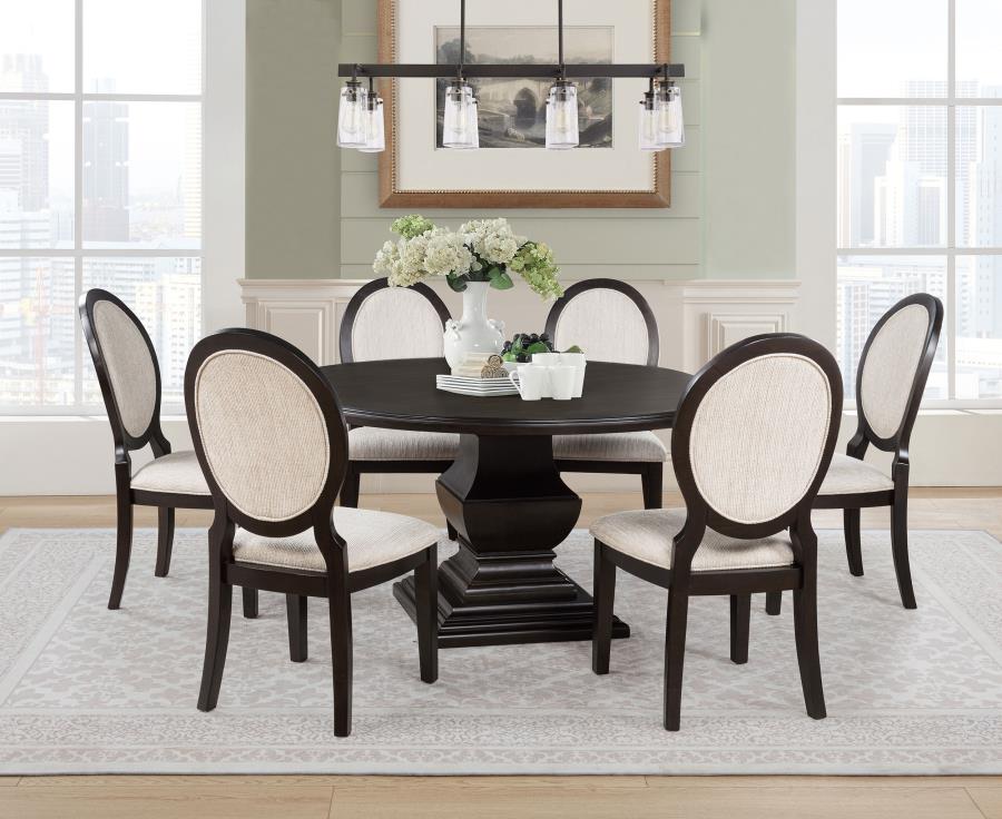 (image for) Twyla 7-piece Round Wood Dining Room Table Set Dark Cocoa