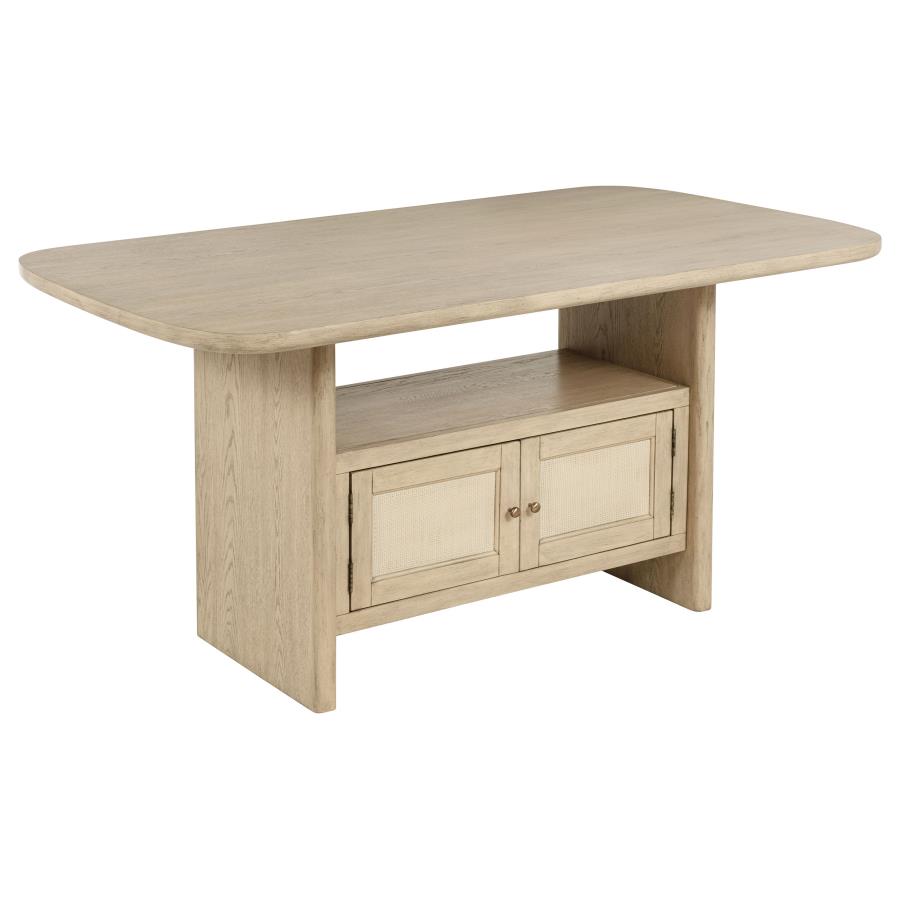 (image for) Kailani Cane Counter Height Storage Dining Table Beige Oak
