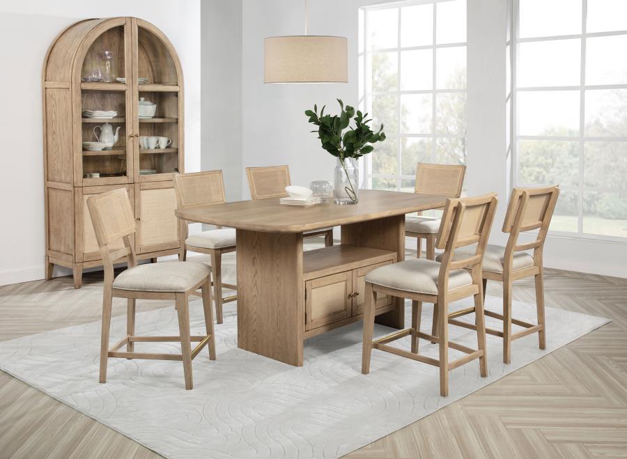 Modal Additional Images for Kailani Cane Counter Height Storage Dining Table Beige Oak