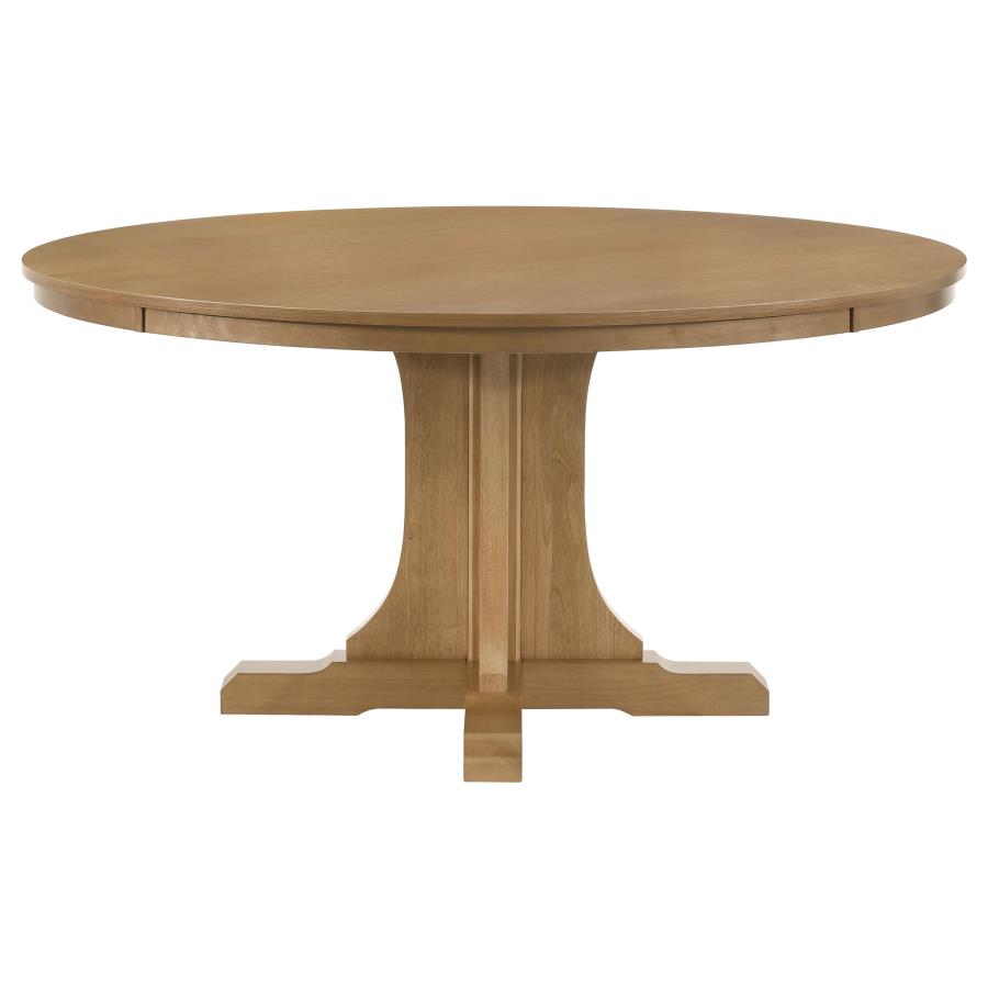 Hartville 5-piece Round Dining Table Set Natural Light Brown