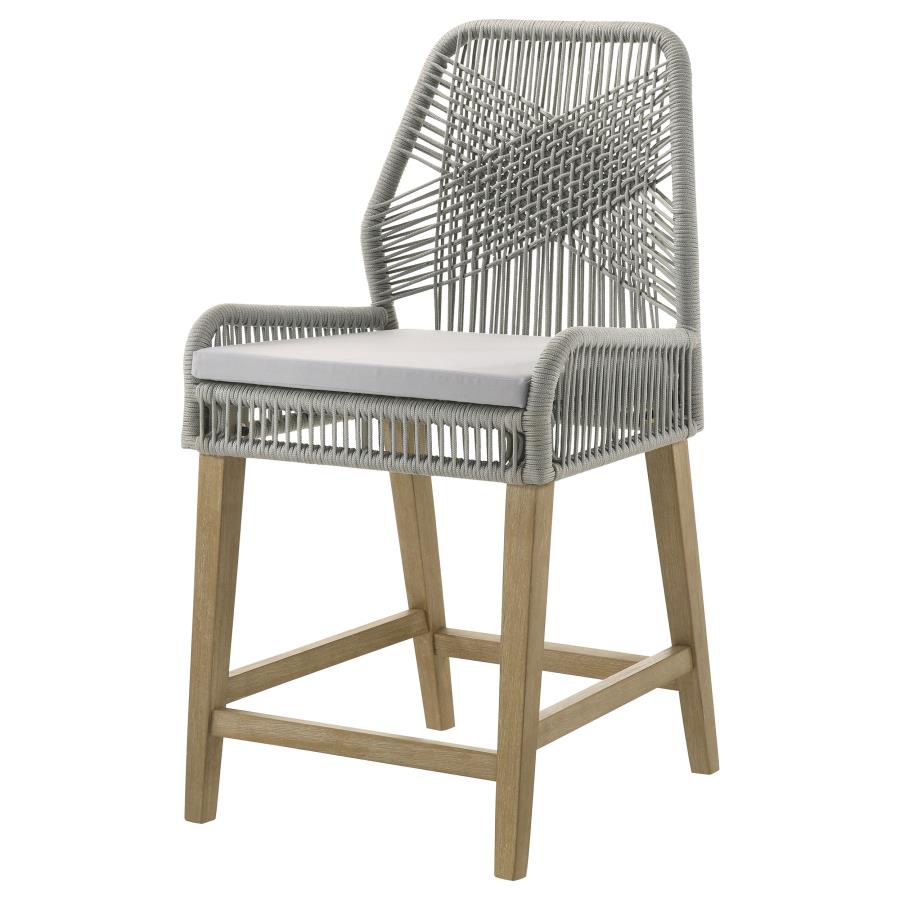 Nakia Woven Rope Counter Chair with Cushion Grey (Set of 2)