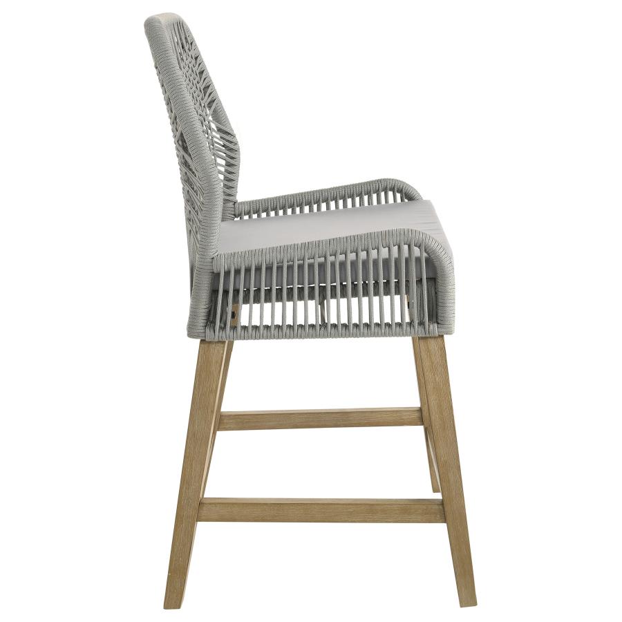 Nakia Woven Rope Counter Chair with Cushion Grey (Set of 2)