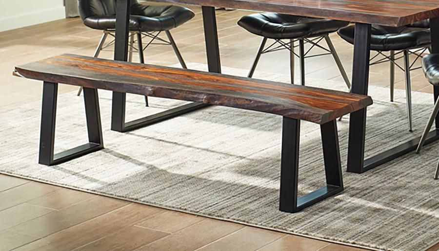 Ditman Live Edge Wood Dining Bench Grey Sheesham (image for) Ditman Live Edge Wood Dining Bench Grey Sheesham