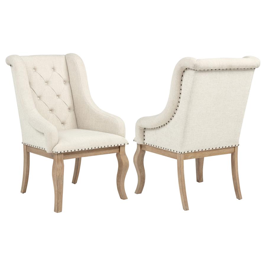 (image for) Brockway Upholstered Arm Chair Barley Brown (Set of 2)