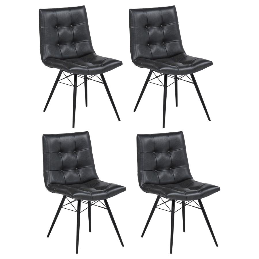 (image for) Aiken Faux Leather Upholstered Dining Side Chair Charcoal Grey (Set of 4)