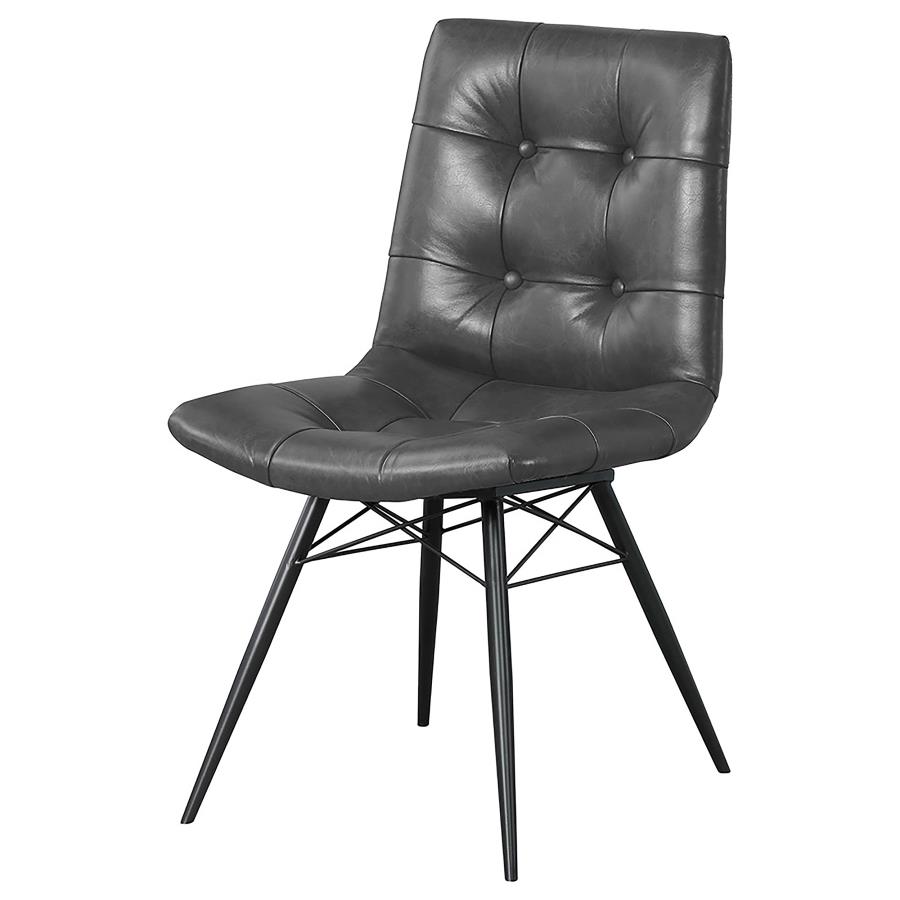 Aiken Faux Leather Upholstered Dining Side Chair Charcoal Grey (Set of 4)