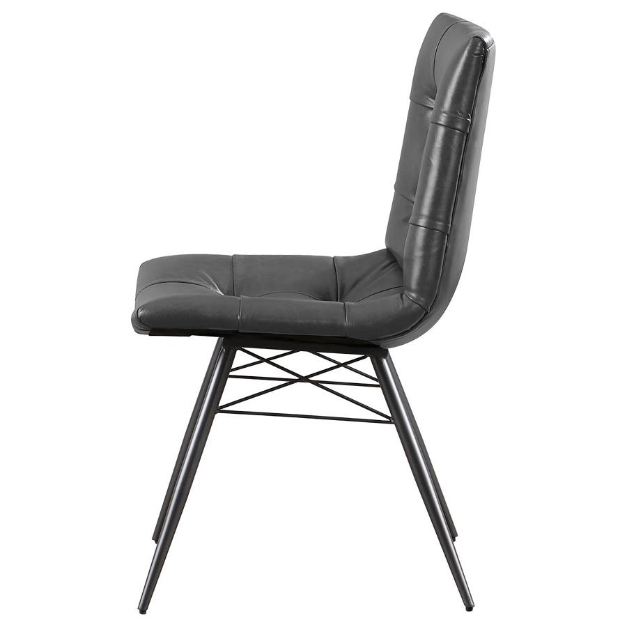 Aiken Faux Leather Upholstered Dining Side Chair Charcoal Grey (Set of 4)